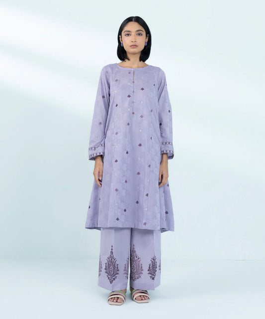 2-Piece Embroidered Cotton Jacquard Suit by Sapphire