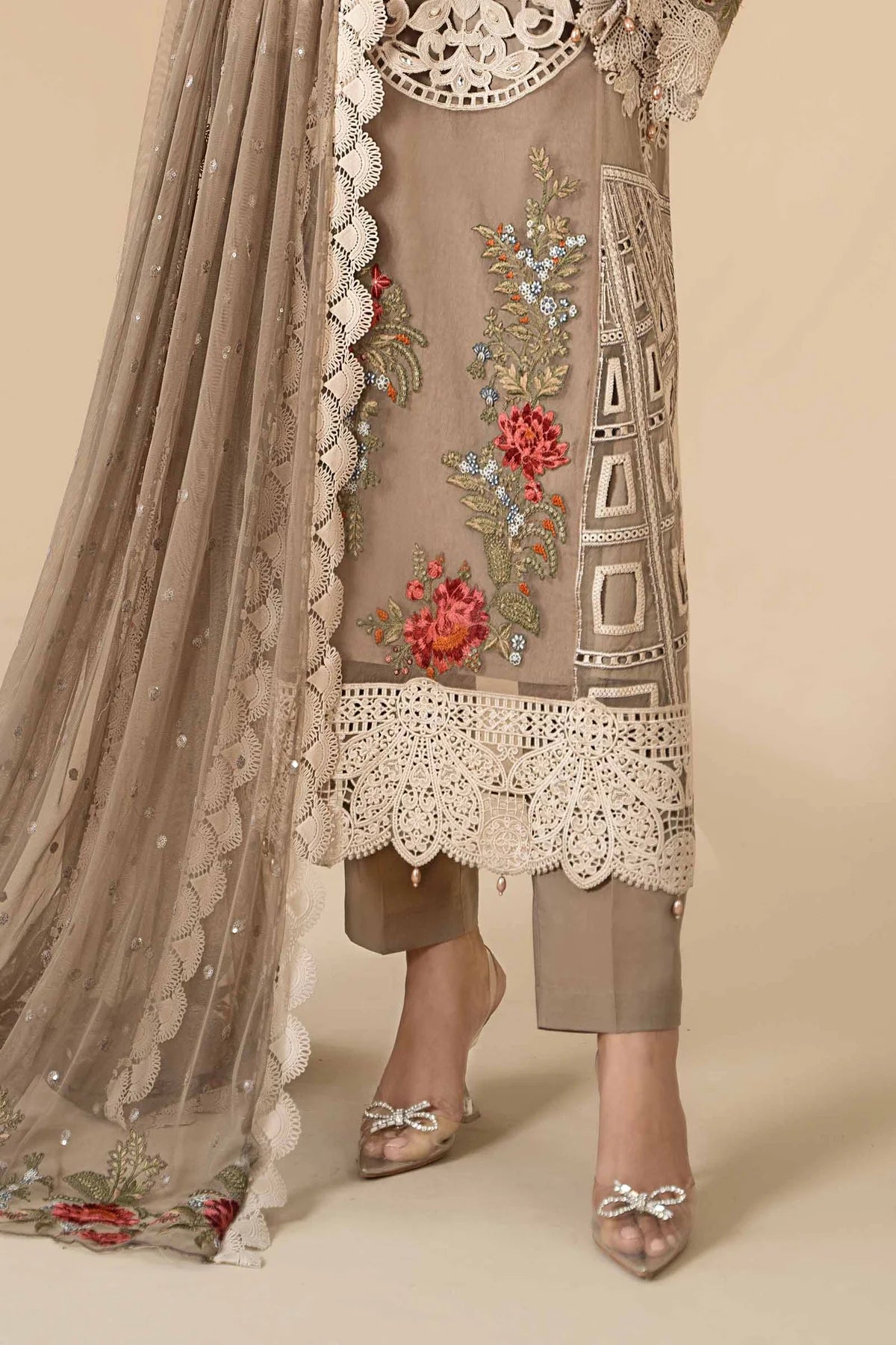 3 Piece Embroidered Organza Suit By Maria.B.