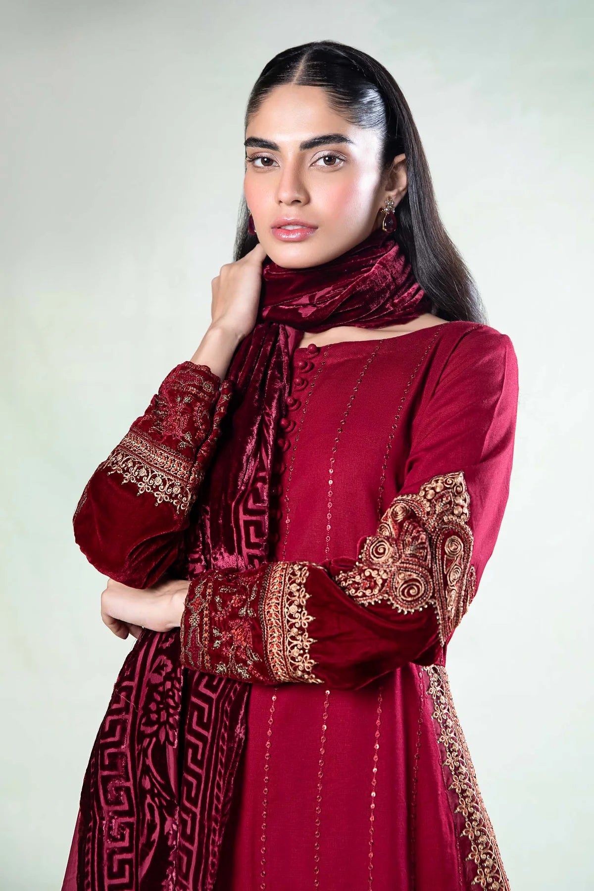 3 Piece Embroidered Khaddar Suit By Maria.B.