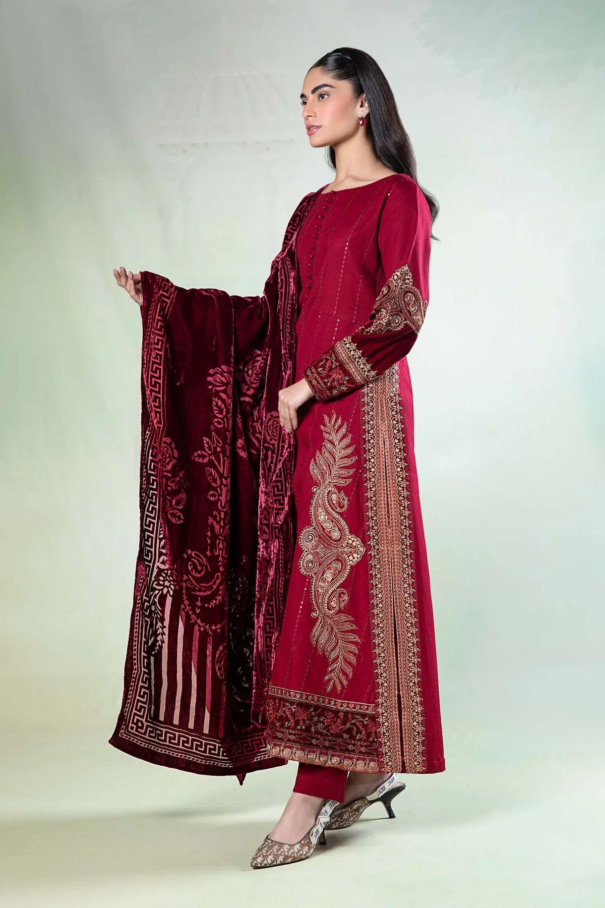 3 Piece Embroidered Khaddar Suit By Maria.B.