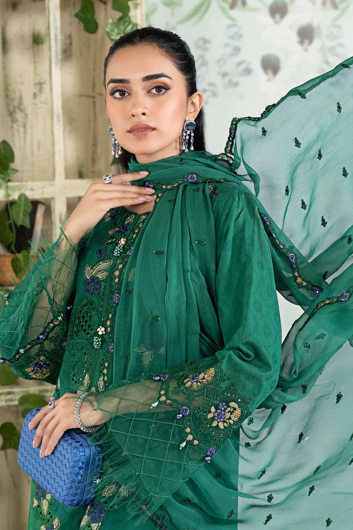 3 Piece Embroidered Jacquard Lawn Suit By Maria.B.