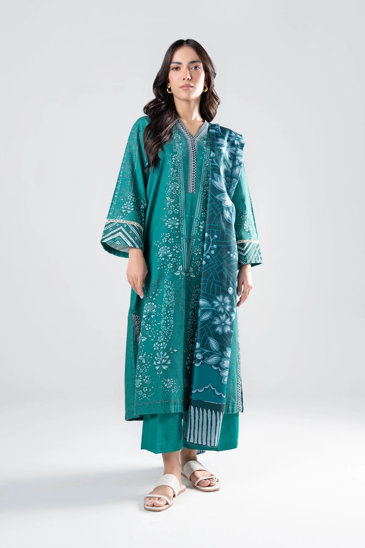 3 Piece Printed Khaddar Suit By Maria.B.