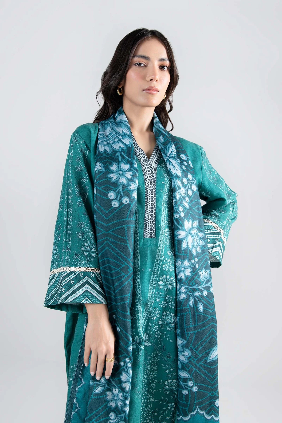 3 Piece Printed Khaddar Suit By Maria.B.